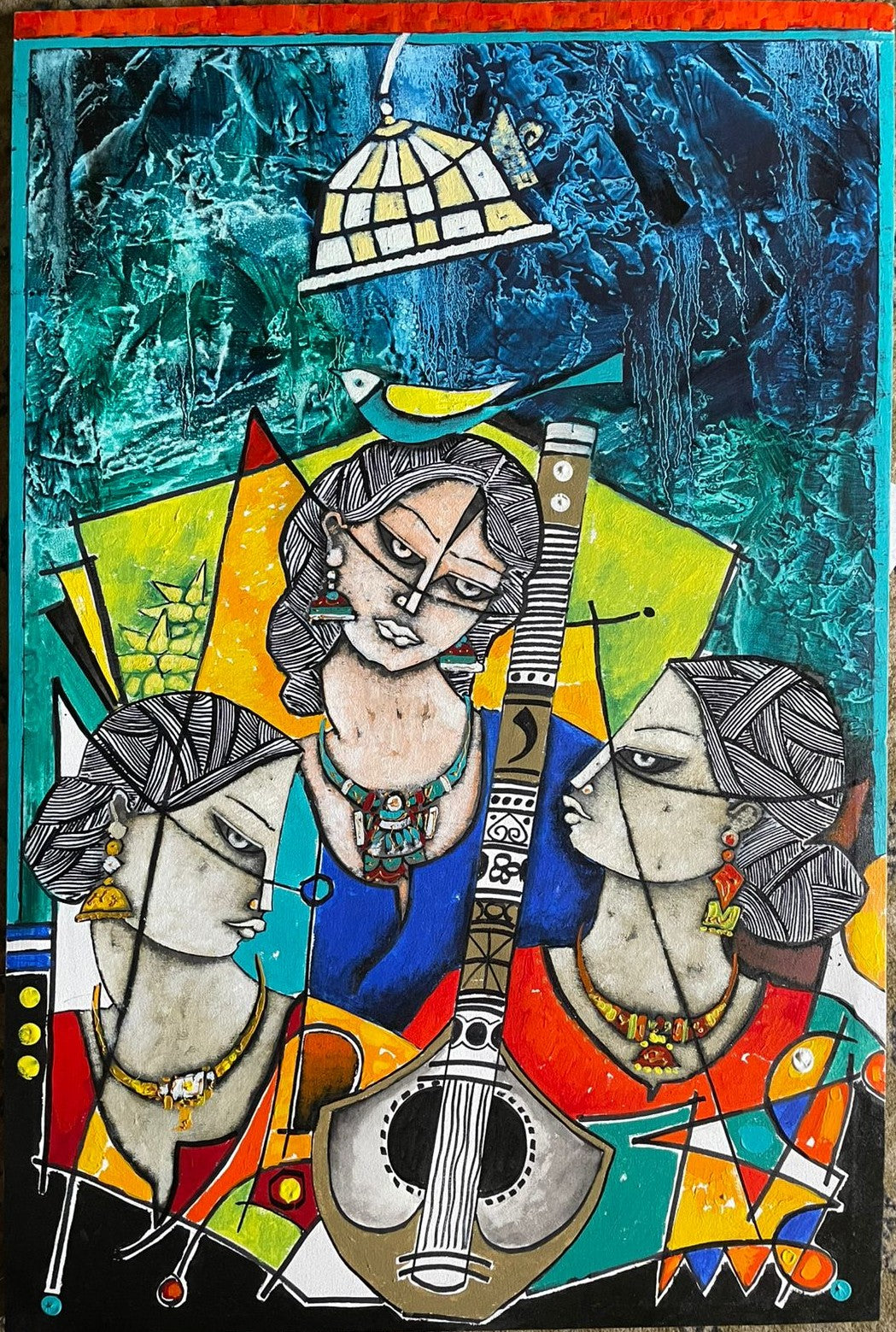 Untitled, Figurative Painting by Nisar Ahmad, Acrylic on Canvas, 24 x 36 inches