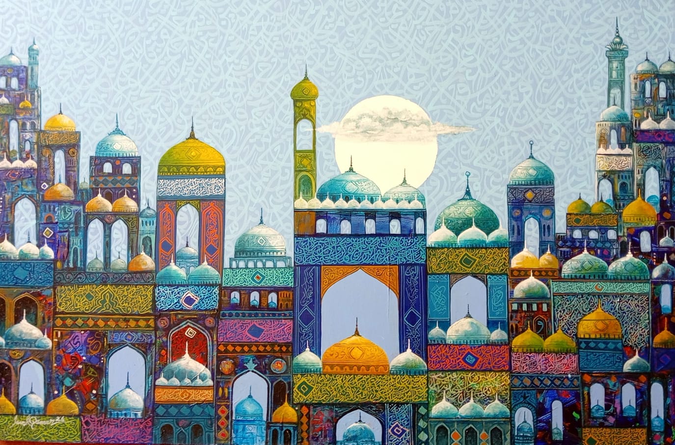 Untitled, Cityscape Painting by Javed Qamar, Oil on Canvas, 36 x 24 inches