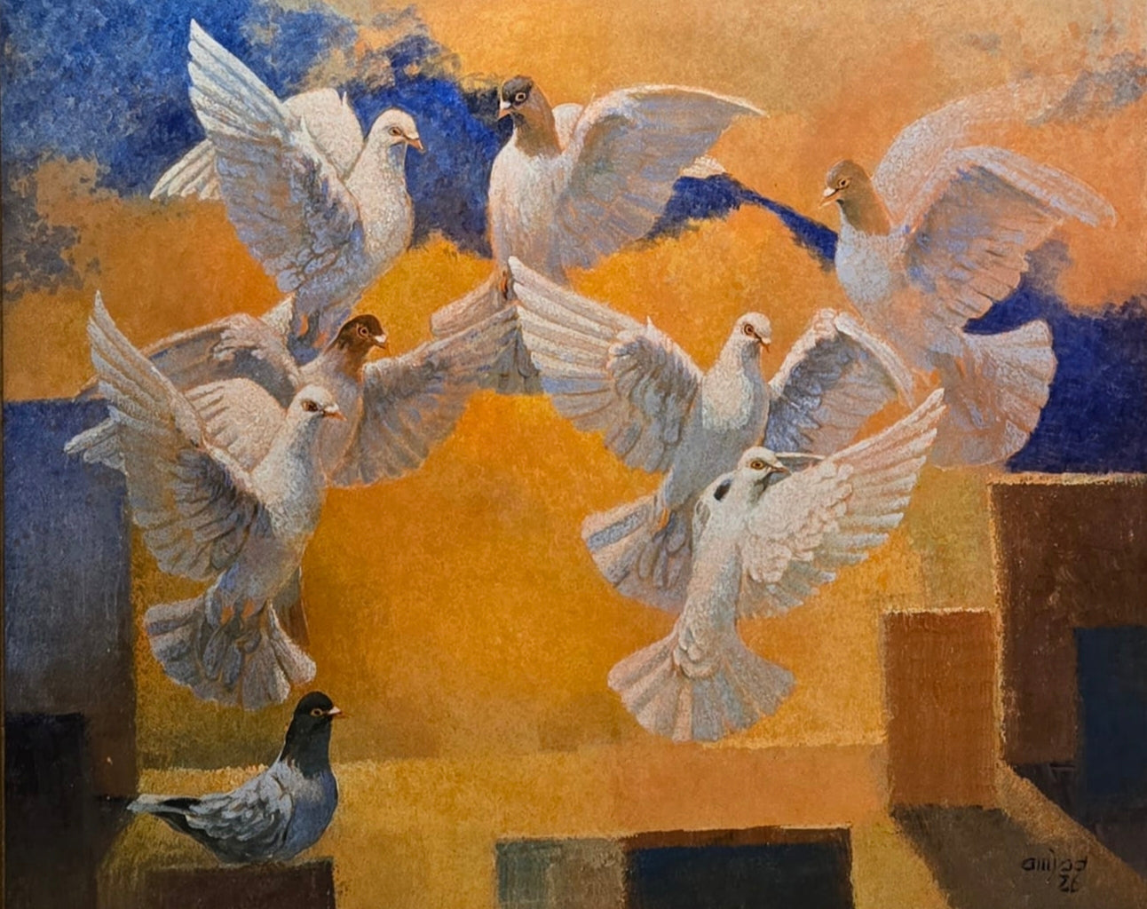Untitled, Painting by Amjad Hussain, Acrylic on Canvas, 36 x 30 inches