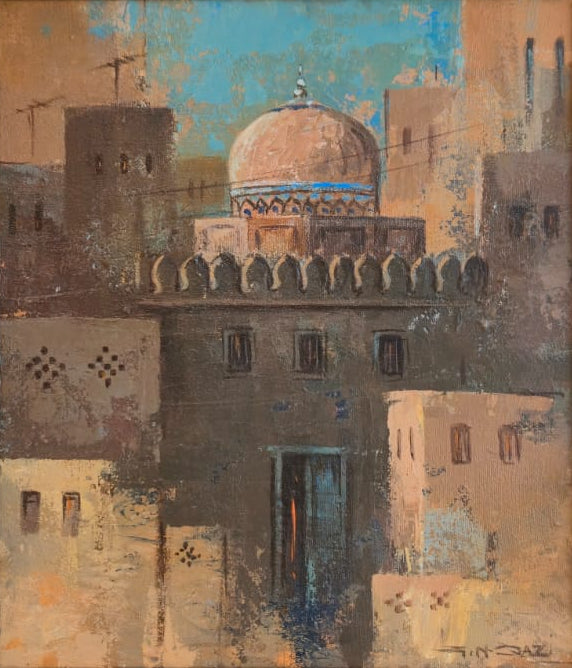 Untitled, Cityscape Painting by GN Qazi, Oil on Canvas, 12.5 x 14.5 inches