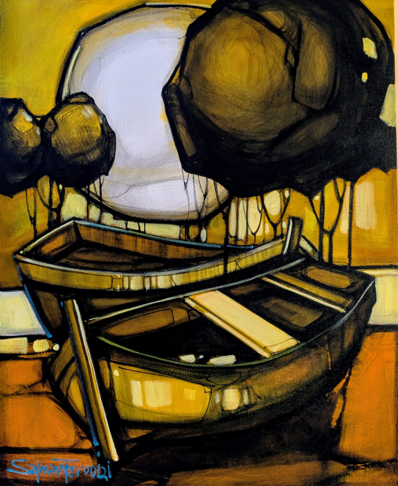 Untitled, Cityscape Painting by Salman Farooqi, Acrylic on Canvas, 24 x 30 inches