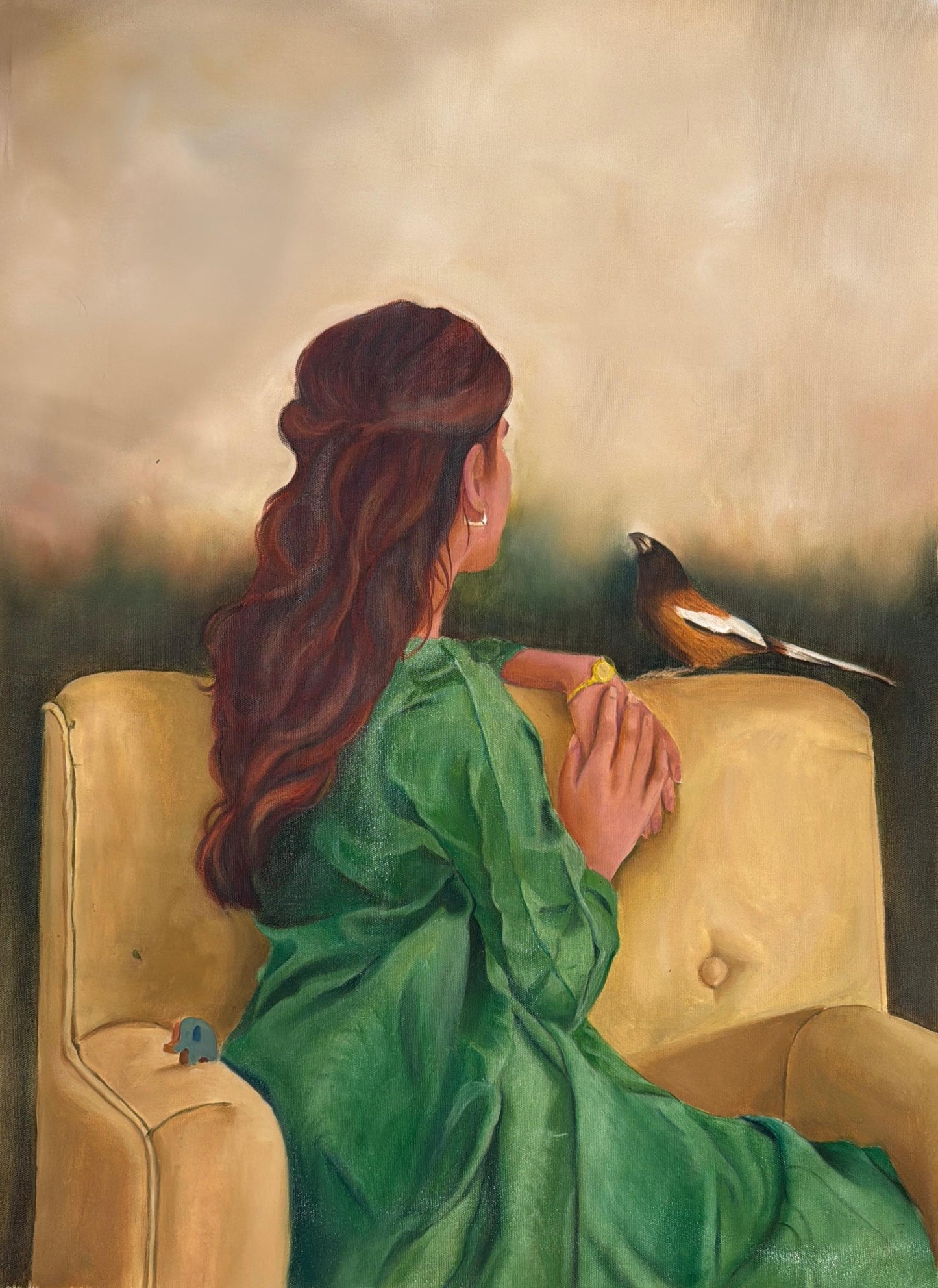 Untitled, Figurative Painting by Marwa Hafeez, Oil on Canvas, 21 x 30 inches