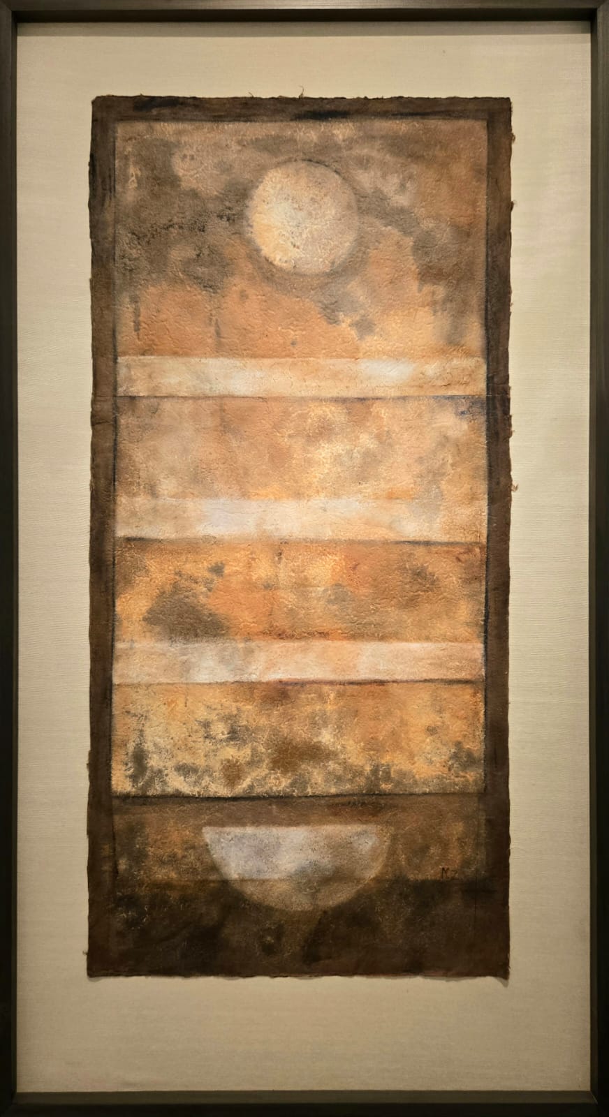 Untitled, Abstract Painting by Mobina Zuberi, Oil on Nepalese Paper, 22.5 x 47 inches