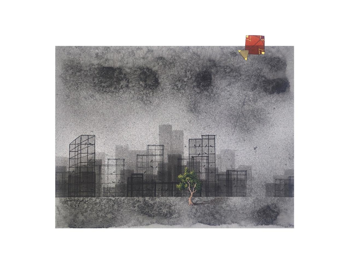 Cityscape Painting by Safwan Bashir, Opaque Watercolour on Paper, 15 x 11 Inches