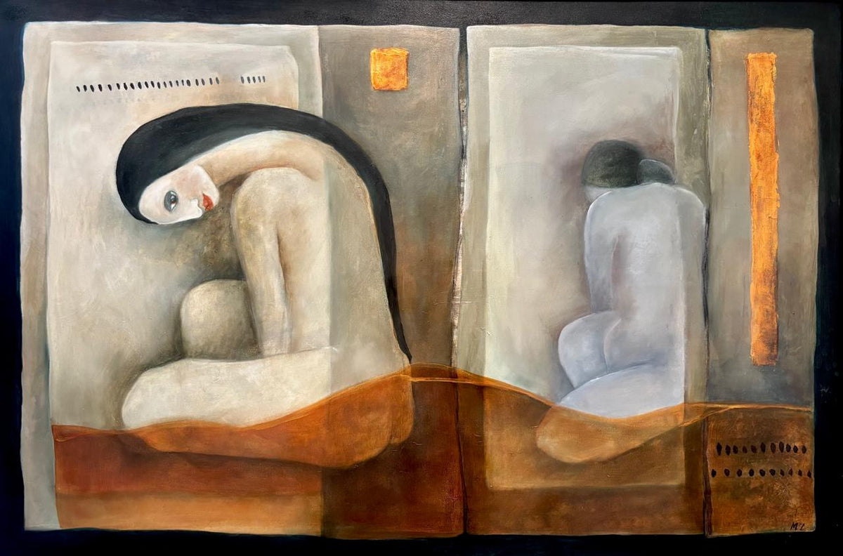 Figurative Painting by Mobina Zuberi, Oil on Canvas, 60 x 36 Inches