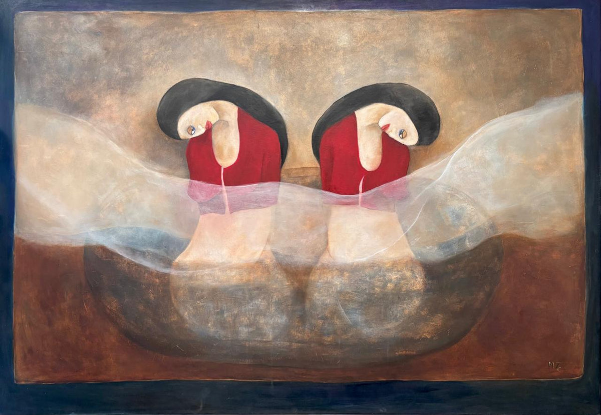 Figurative Painting by Mobina Zuberi, Oil on Canvas, 67 x 46 Inches