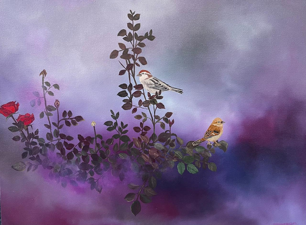 Floral Painting by Amna Waqas, Oil on Canvas, 24 x 18 Inches