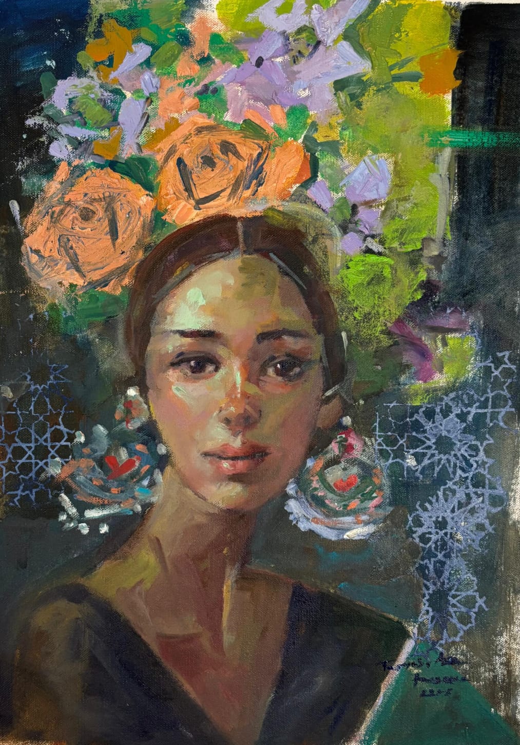 Figurative Painting by Tayyaba Aziz, Oil & Acrylic on Canvas, 14 x 19.5 Inches