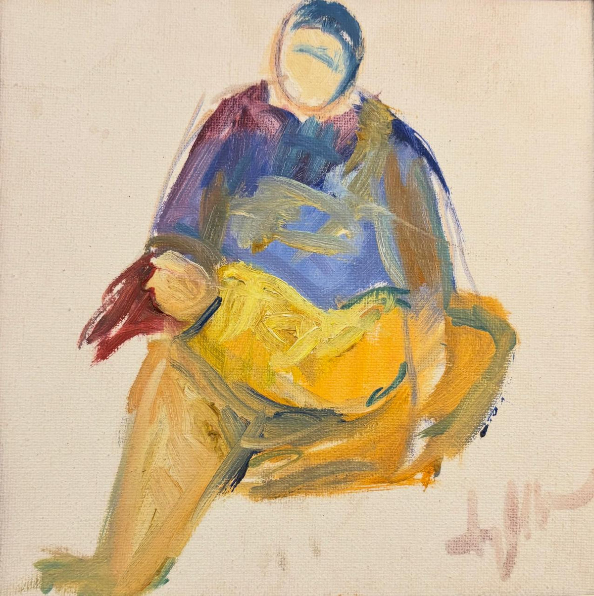 (PRICE ON REQUEST) Figurative Painting by Iqbal Hussain, Oil on Canvas, 8 x 8 Inches