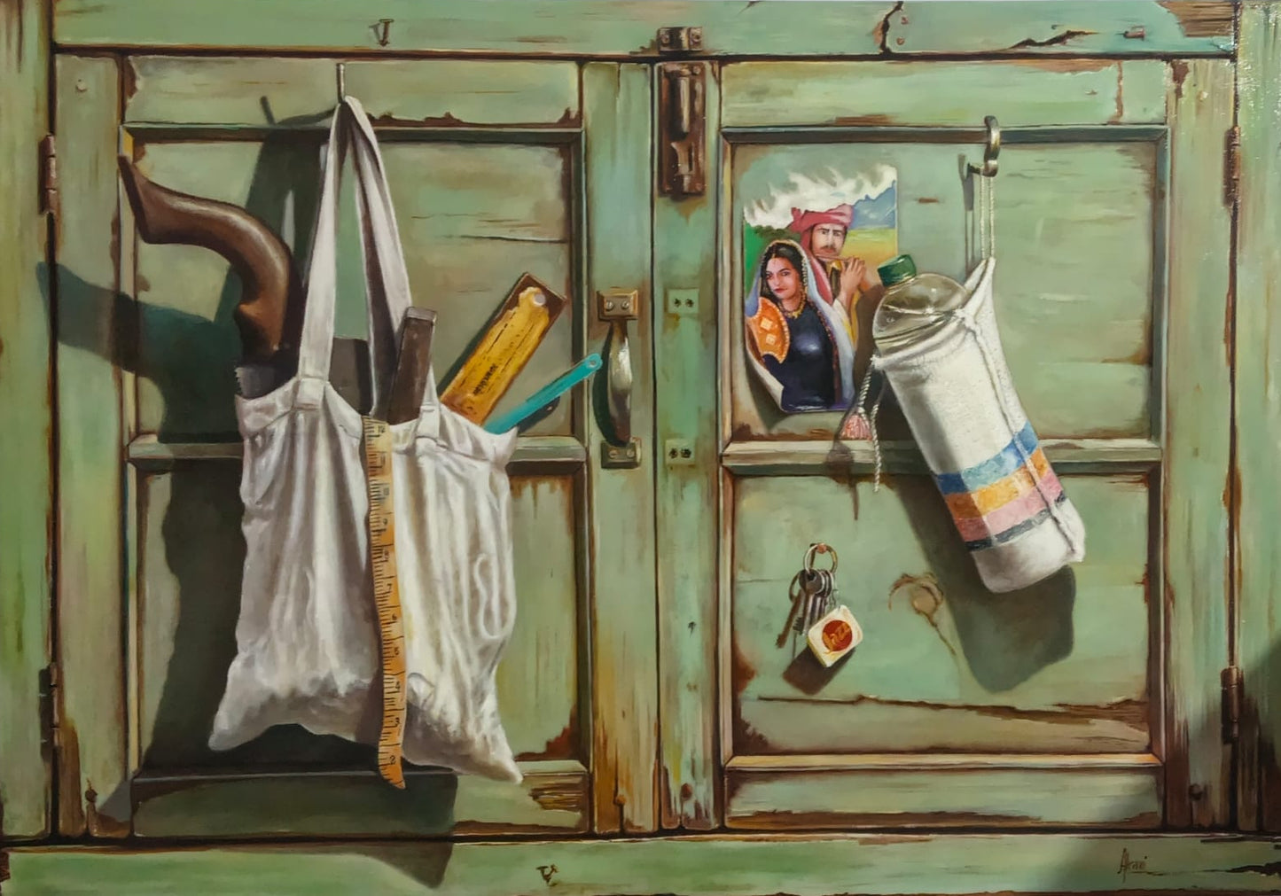 Untitled, Still Life Painting by Ahmed Alraai, Oil on Canvas, 40 x 28 Inches