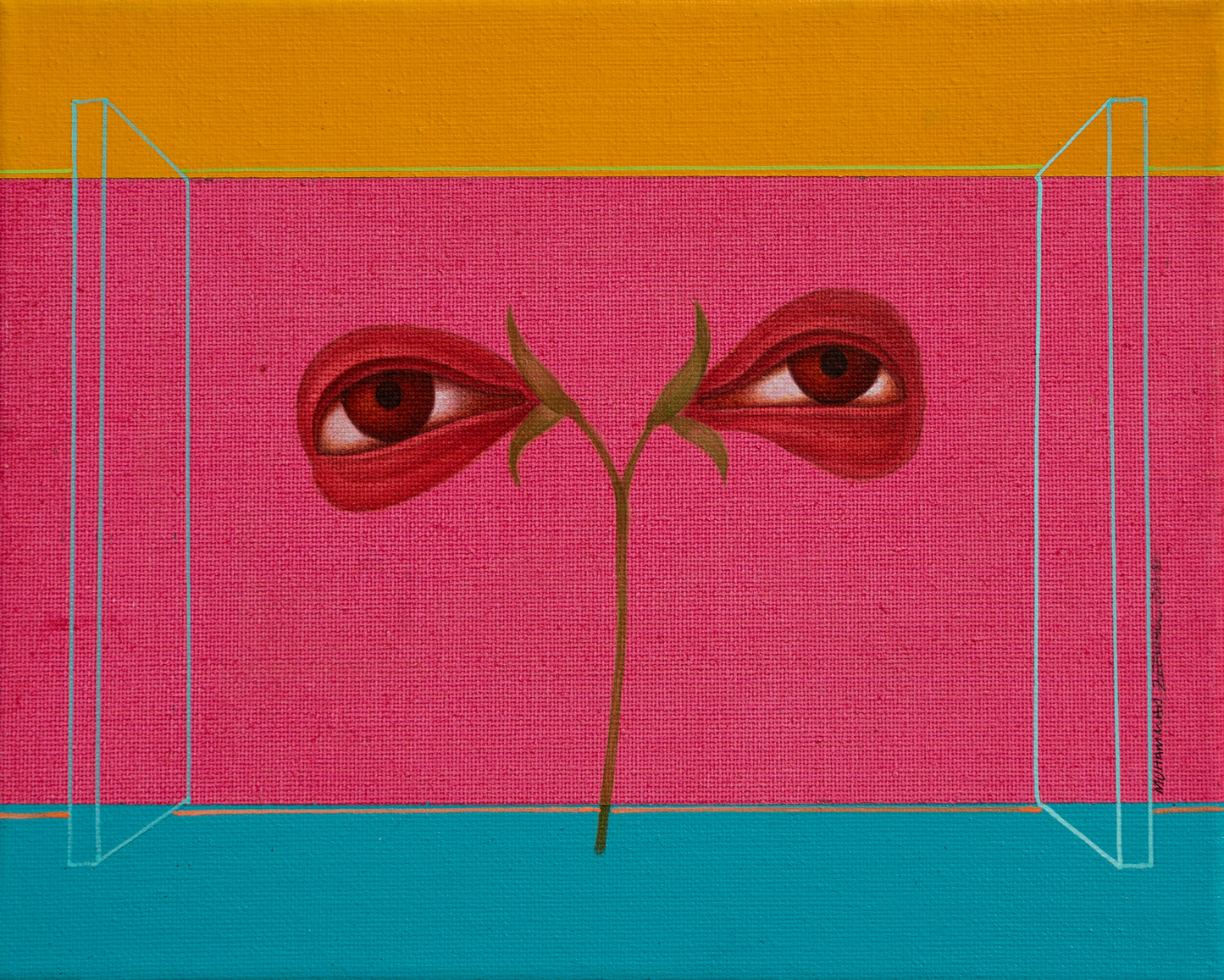 deMONSTERate, Figurative Painting by Muhammad Zeeshan, Acrylic on Canvas, 9.8 x 7.8 inches (PRICE ON REQUEST)