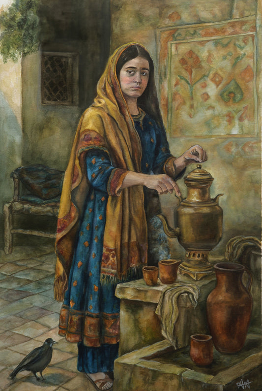 The Silence of Steam, Painting by Aiman Aijaz, Mixed Media on Paper, 20 x 30 inches