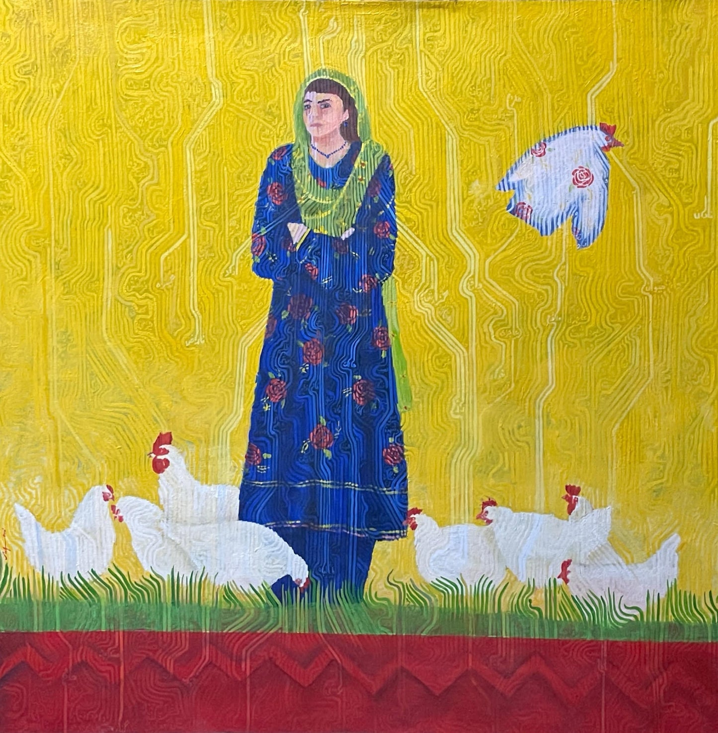 Flying, Painting by Muhammad Asif Kasi, Oil on Canvas, 48 x 48 inches