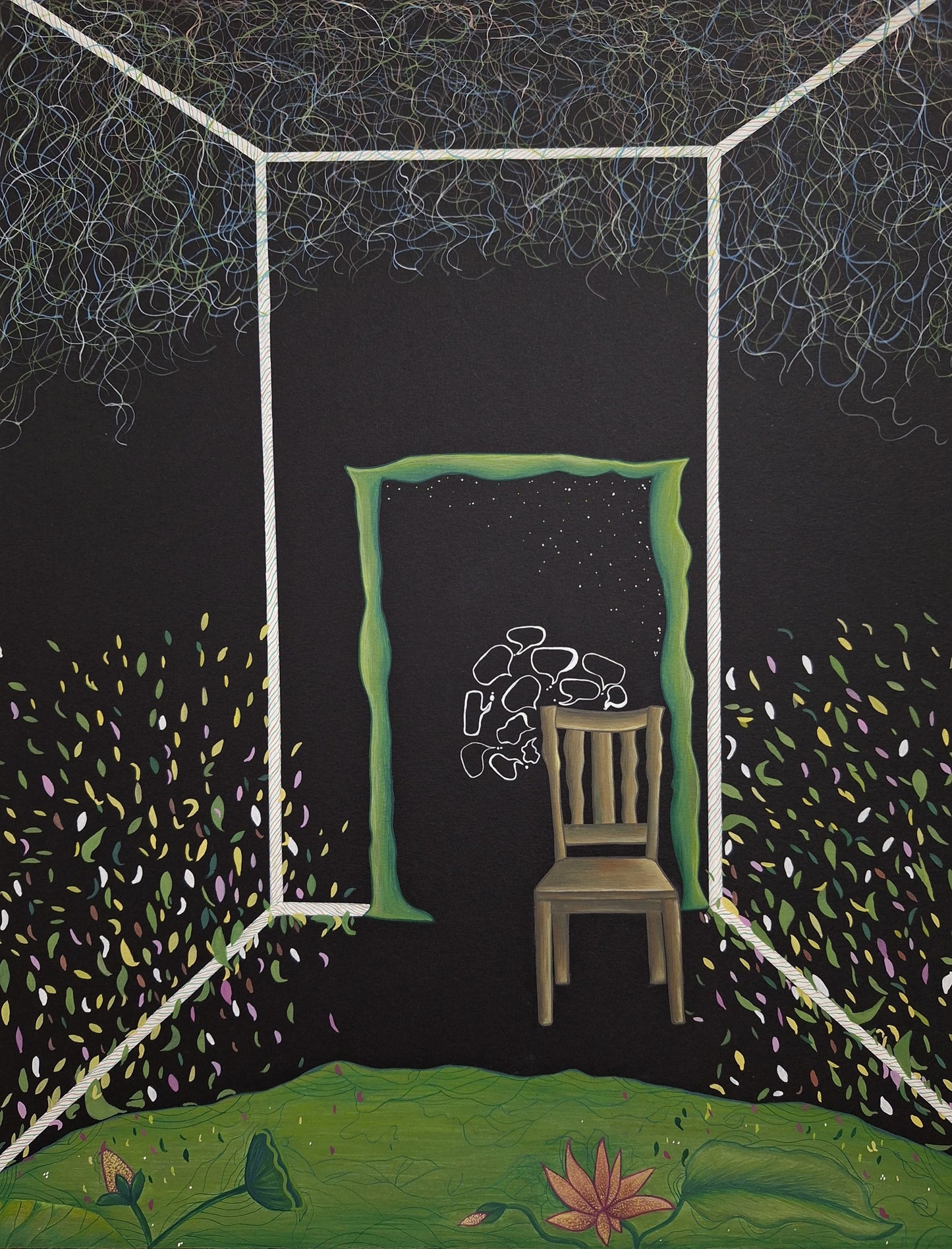 In Between, Painting by Haleema Aziz, Gouache on Wasli, 12 x 14 inches