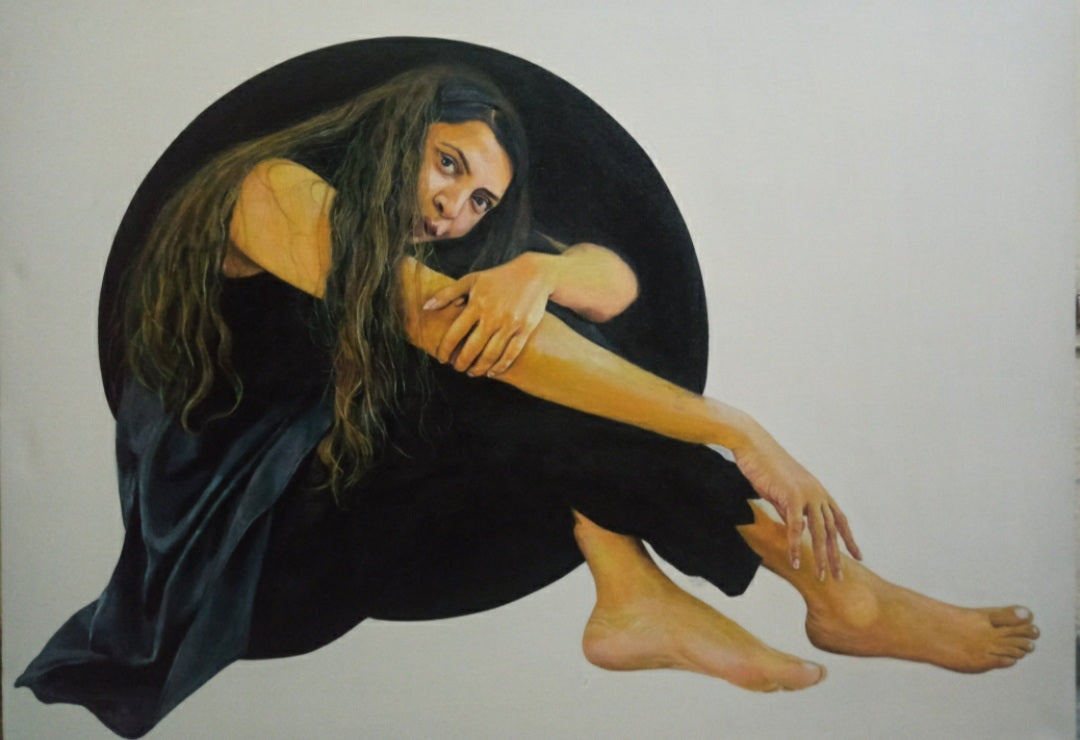 Untitled, Painting by Farina Najam, Enamel on Canvas, 42 x 30 inches