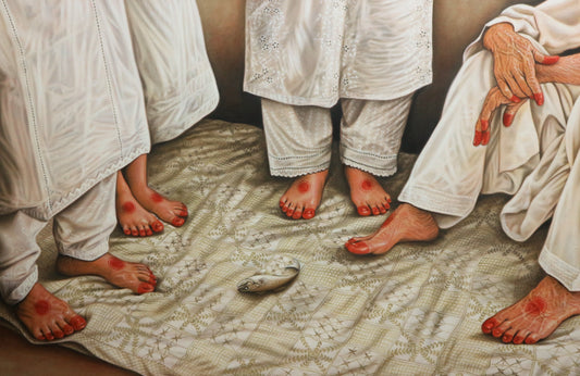 Funeral of the Little Fish, Painting by Sana Saeed, Oil on Canvas, 36 x 24 inches