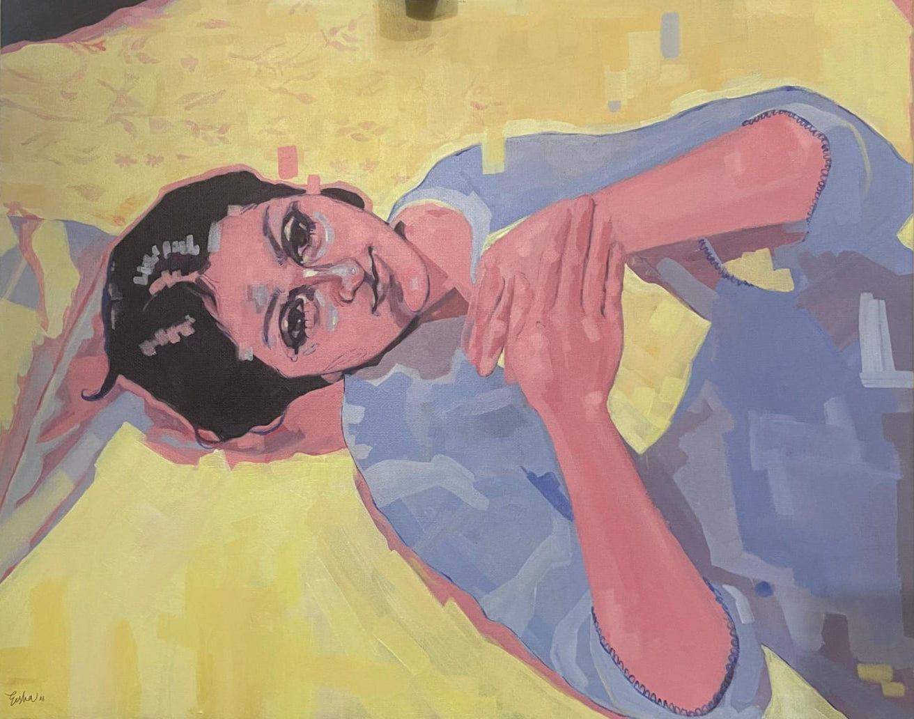 The Letter, Painting by Eesha Tarik, Acrylic on Canvas, 22 x 18 inches