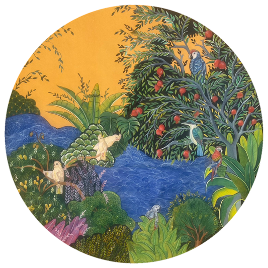 Elsewhere, Painting by Hifza Khan, Gouache on Wasli, 20 x 20 inches