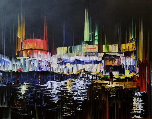 Luminous Chaos, Painting by Rabia Shereen, Acrylic on Canvas, 66 x 54 inches