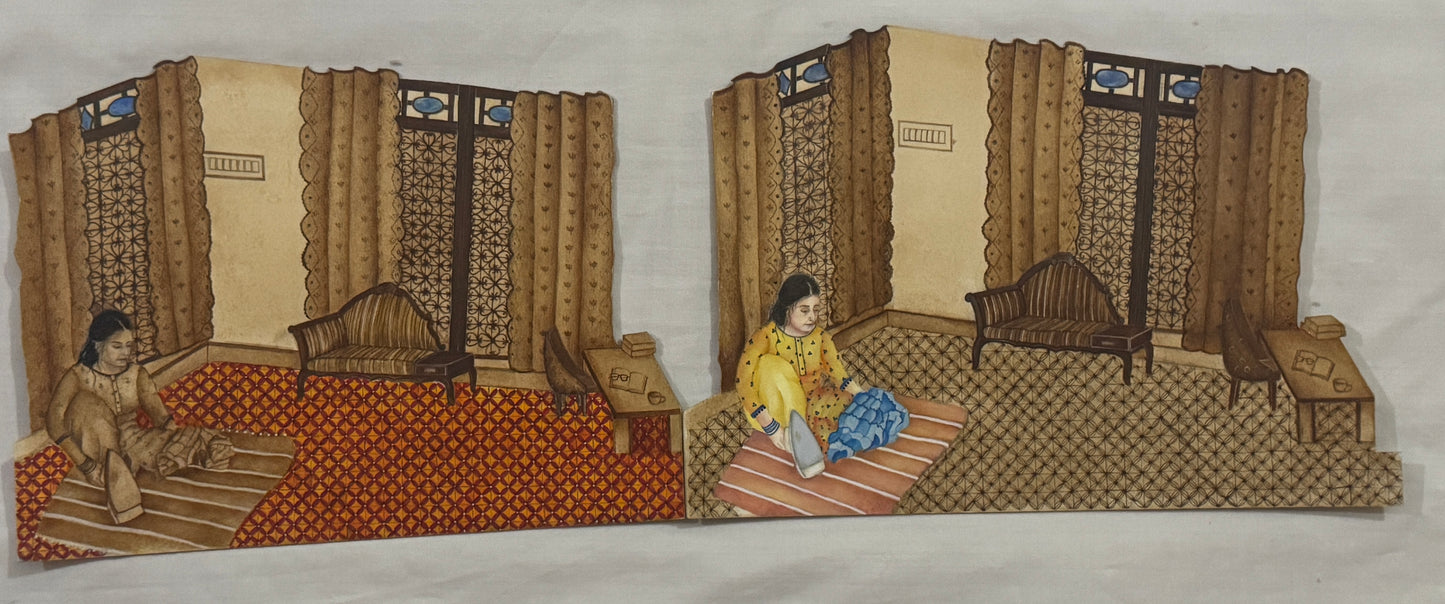 Dopehr Ka Mutala, Painting by Javeria Qadir, Gouache on Wasli, 19 x 7 inches
