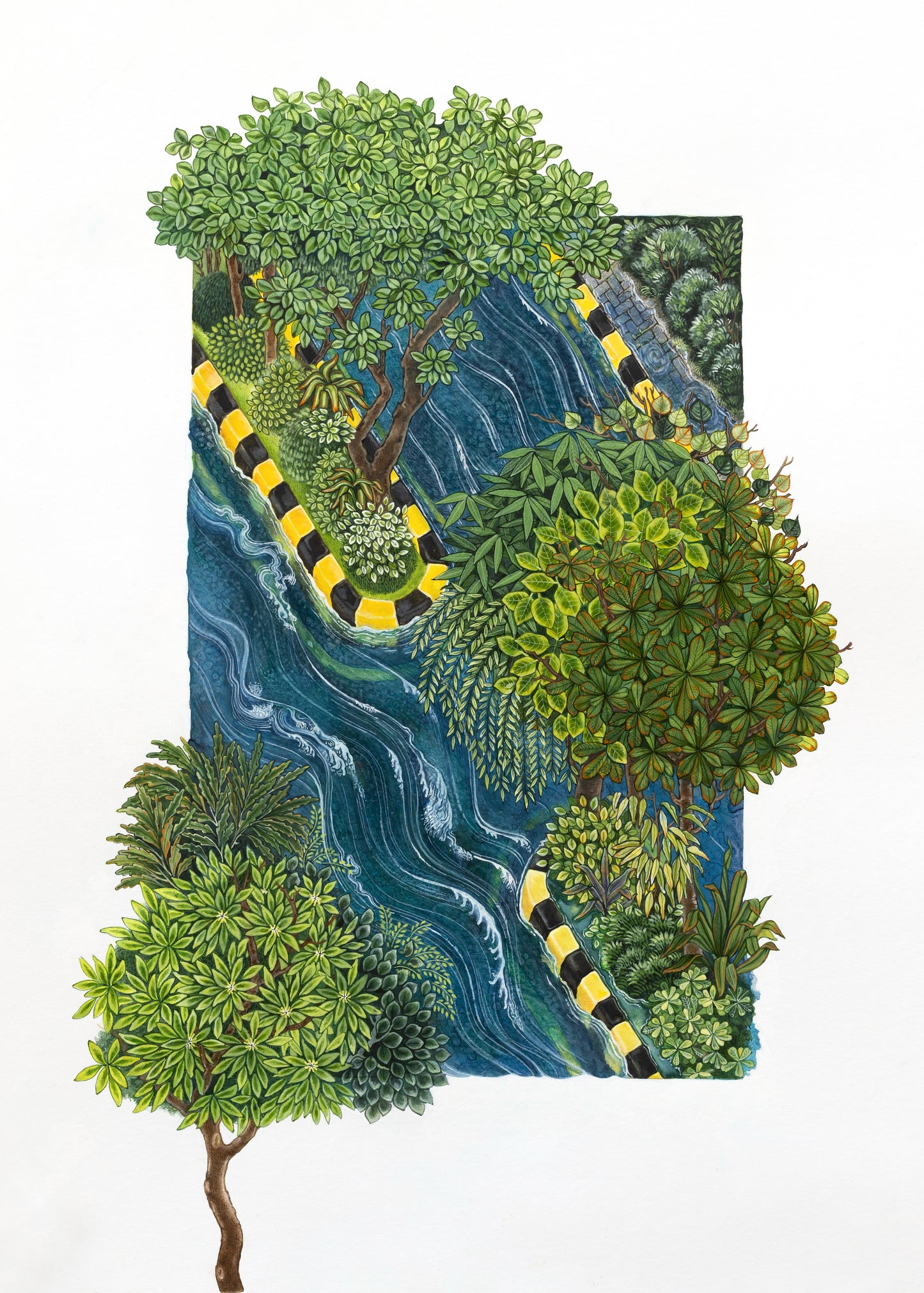 Monsoon Green, Painting by Mizna Zulfiqar, Mixed Media on Wasli, 10.5in x 15.5in inches