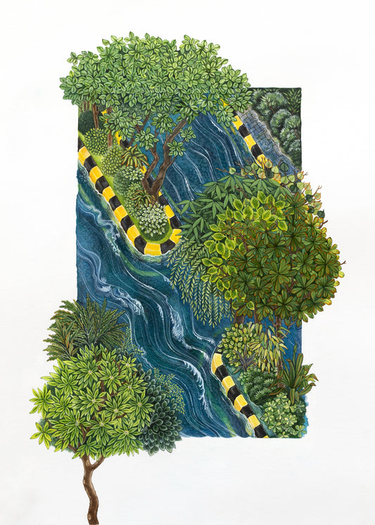 Monsoon Green, Painting by Mizna Zulfiqar, Mixed Media on Wasli, 10.5in x 15.5in inches