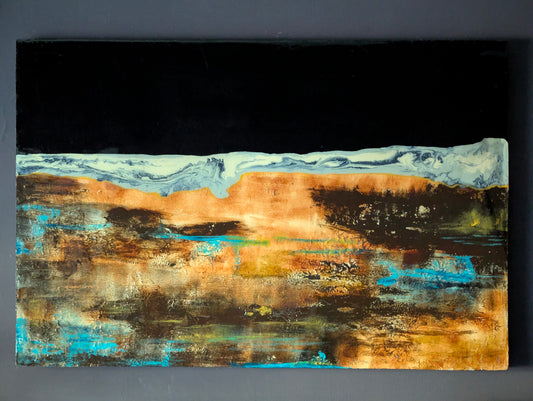 Last Breath of The Dying Sun, Painting by Faiezah Shahid, Mixed Media on Board, 36 x 24 inches