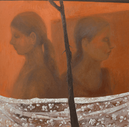 Untitled, Figurative Painting by Sadaf Naeem, Oil on Canvas, 24 x 24 inches