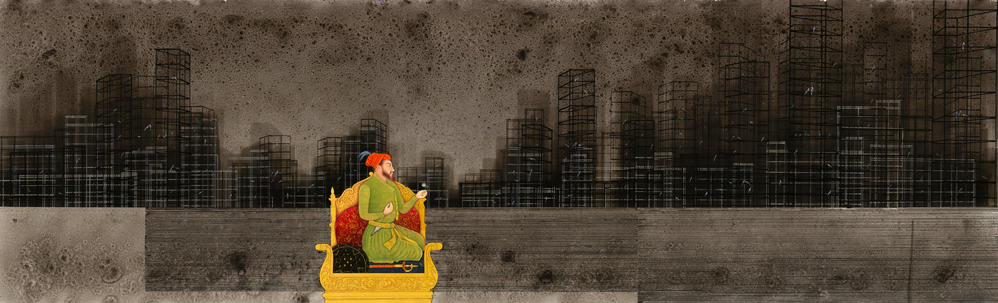 Untitled, Figurative Painting by Safwan Bashir, Opaque Watercolour on Paper, 84 x 24 inches