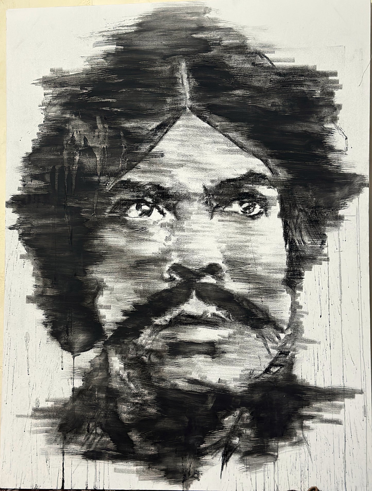Maula Jutt, Portrait Painting by Zain Zahid, Mixed Media on Canvas, 36 x 48 inches