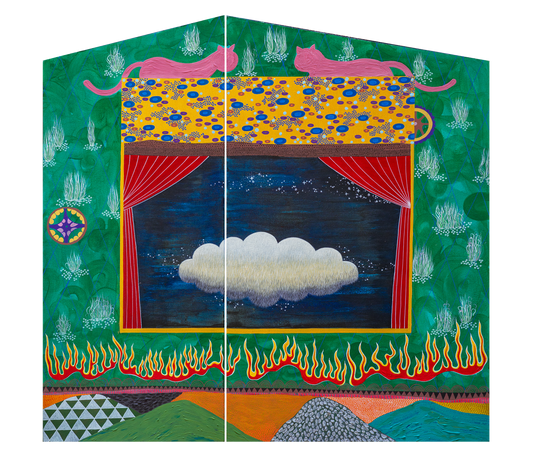 Night Song (Diptych), Abstract Painting by Imran Mughal, Acrylic on Canvas, 36 x 37 inches
