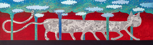 Shape of Desire, Abstract Painting by Imran Mughal, Acrylic on Canvas, 60 x 18 inches