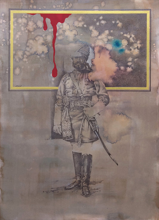 The Khidmatgaar (Servant),  Painting by Asif Ahmed,  Watercolor & Graphite on Paper, 22 x 28 Inches