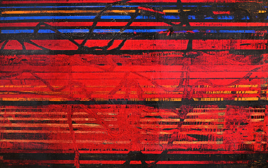 Resilience & Boundaries, Abstract Painting by Abid Hasan, Mixed Media on Canvas, 48.9 x 29.9 inches.