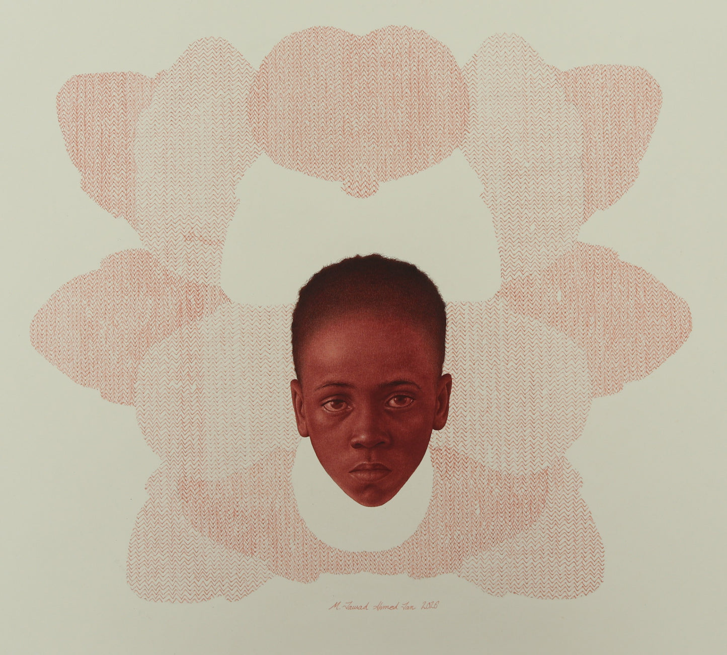 Mirror Silhouette 39, Figurative Painting by Jawad Ahmed Jan, Gouache & Archival Pen on Paper, 22 x 22 inches