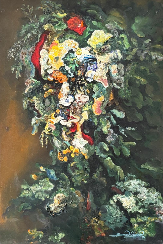 Untitled, Figurative Painting by Samra Cheema, Oil on Canvas, 23.6 × 35.8 inches