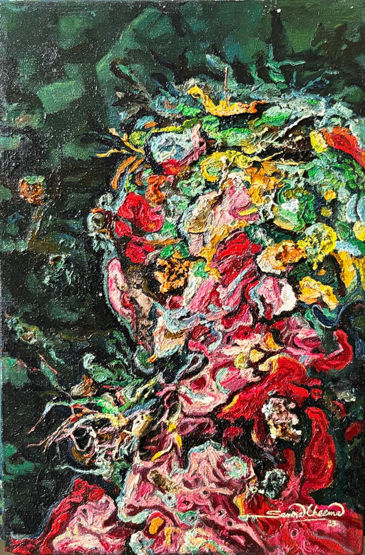 Untitled, Figurative Painting by Samra Cheema, Oil on Canvas, 11.8 × 17.8 inches