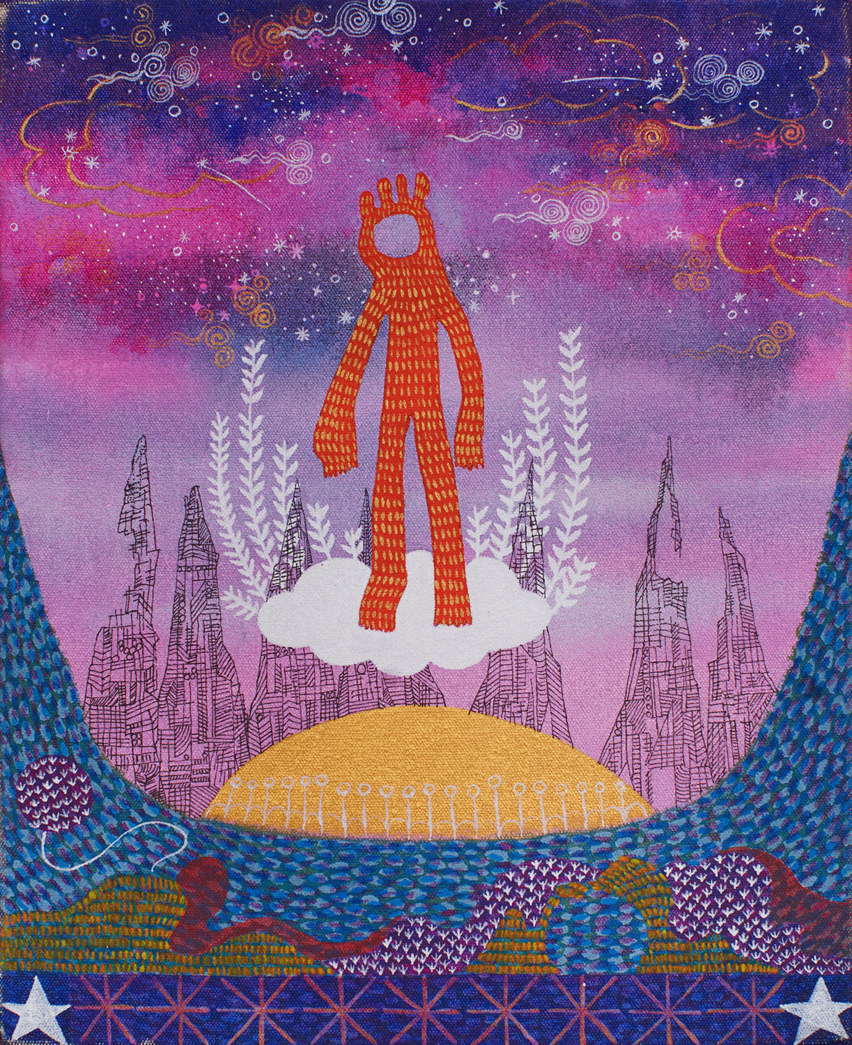 After the Pilgrimage, Abstract Painting by Imran Mughal, Acrylic on Canvas, 8 x 10 inches