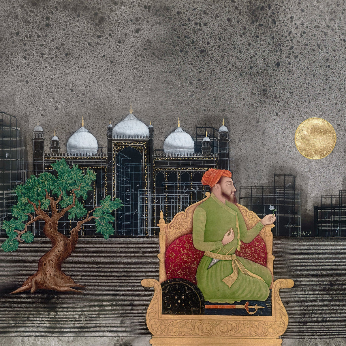 Figurative Painting by Safwan Bashir, Opaque Watercolour on Paper, 84 x 24 Inches