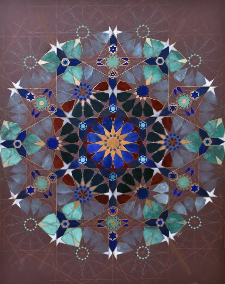 Mihwar, Painting by Hina Muhammad, Natural Paints & Gold Gouache on Wasli, 20.3 x 26.3 Inches