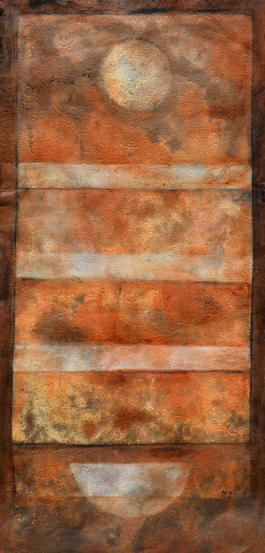 Untitled, Abstract Painting by Mobina Zuberi, Oil on Nepalese Paper, 22.5 x 47 inches