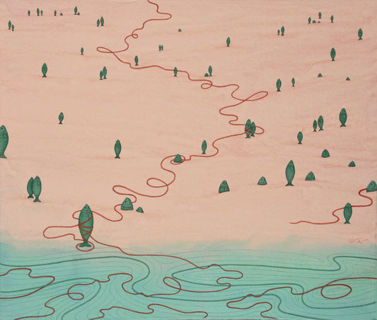 Surreal Manifestation-ll, Landscape Painting by Sidra Liaqat, Gouache on Wasli, 10 x 8.5 inches