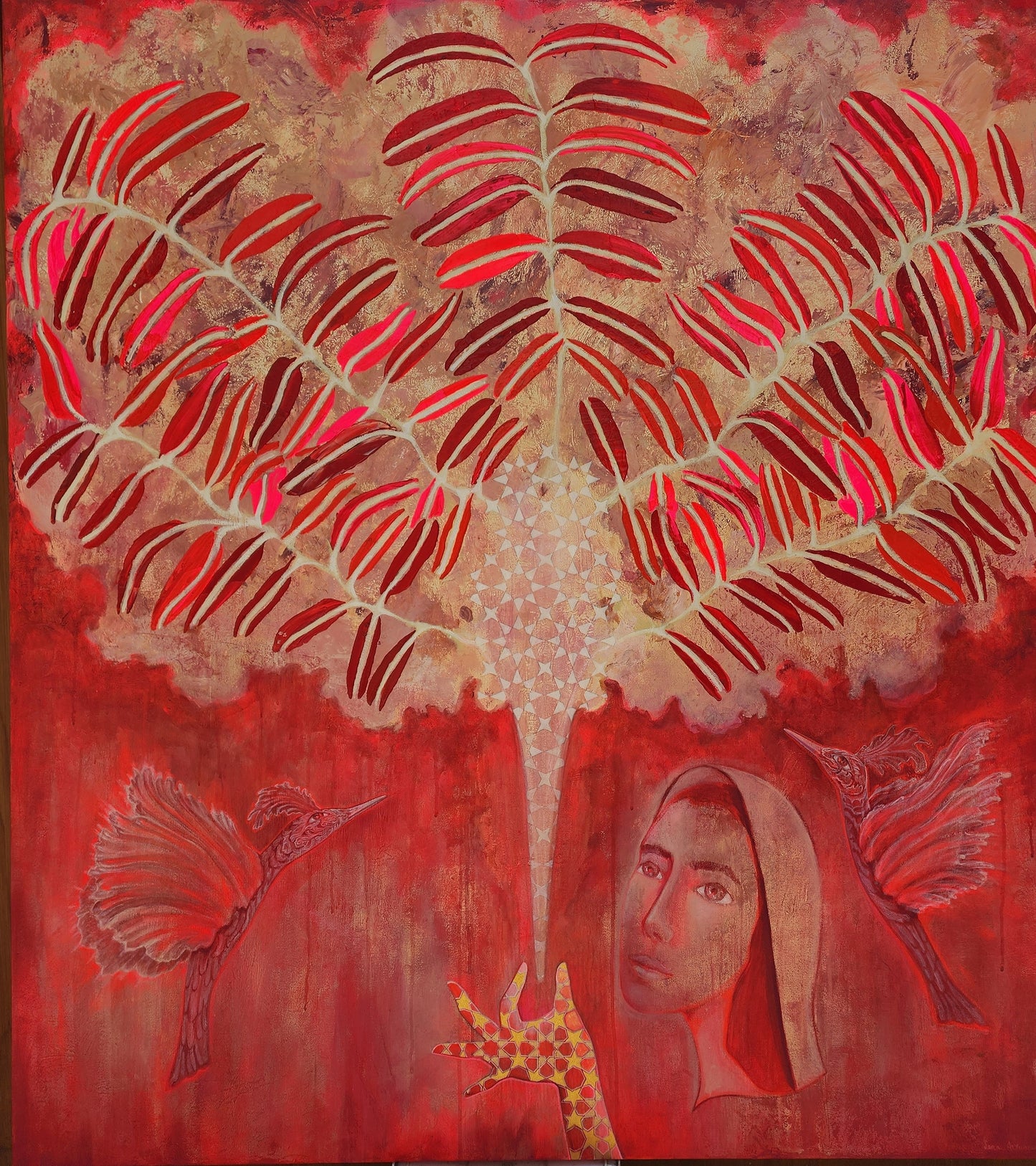 Prosperitree, Figurative Painting by Sana Arjumand, Acrylic on Canvas, 53 x 48 inches (PRICE ON REQUEST)