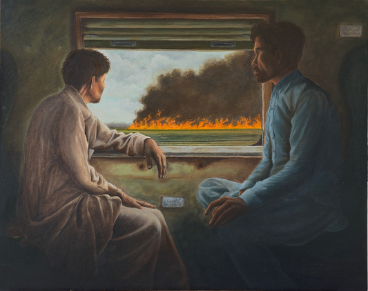 Flames Beyond, Painting by Muhammad Yasir Azeem Khan, Oil on Canvas, 30 x 24 inches