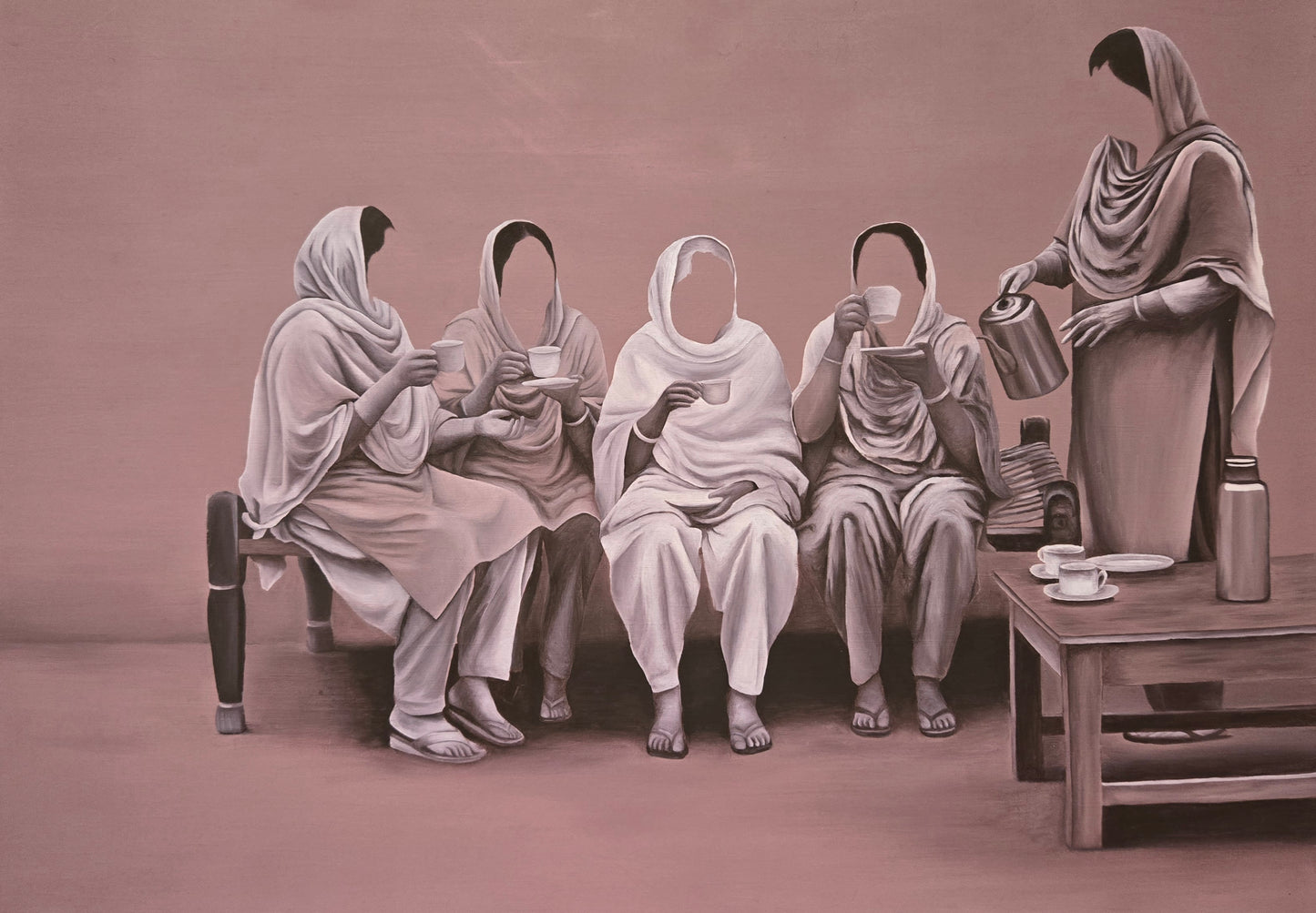 Untitled, Figurative Painting by Zukhruf Farooq, Oil on Canvas, 24 x 17.5 inches