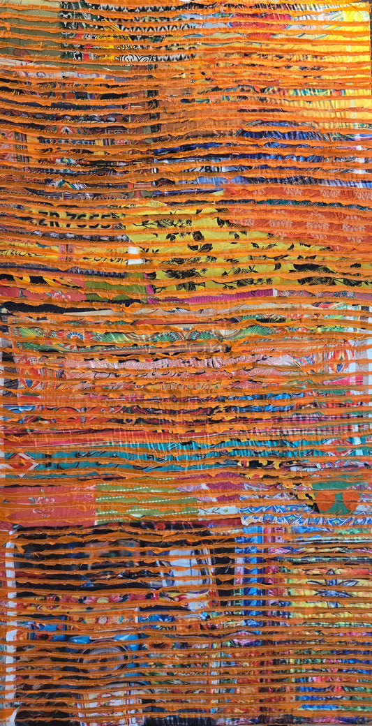 Das K Rang, Artwork by Mahpara Raza, Fabric, 36 x 68 inches