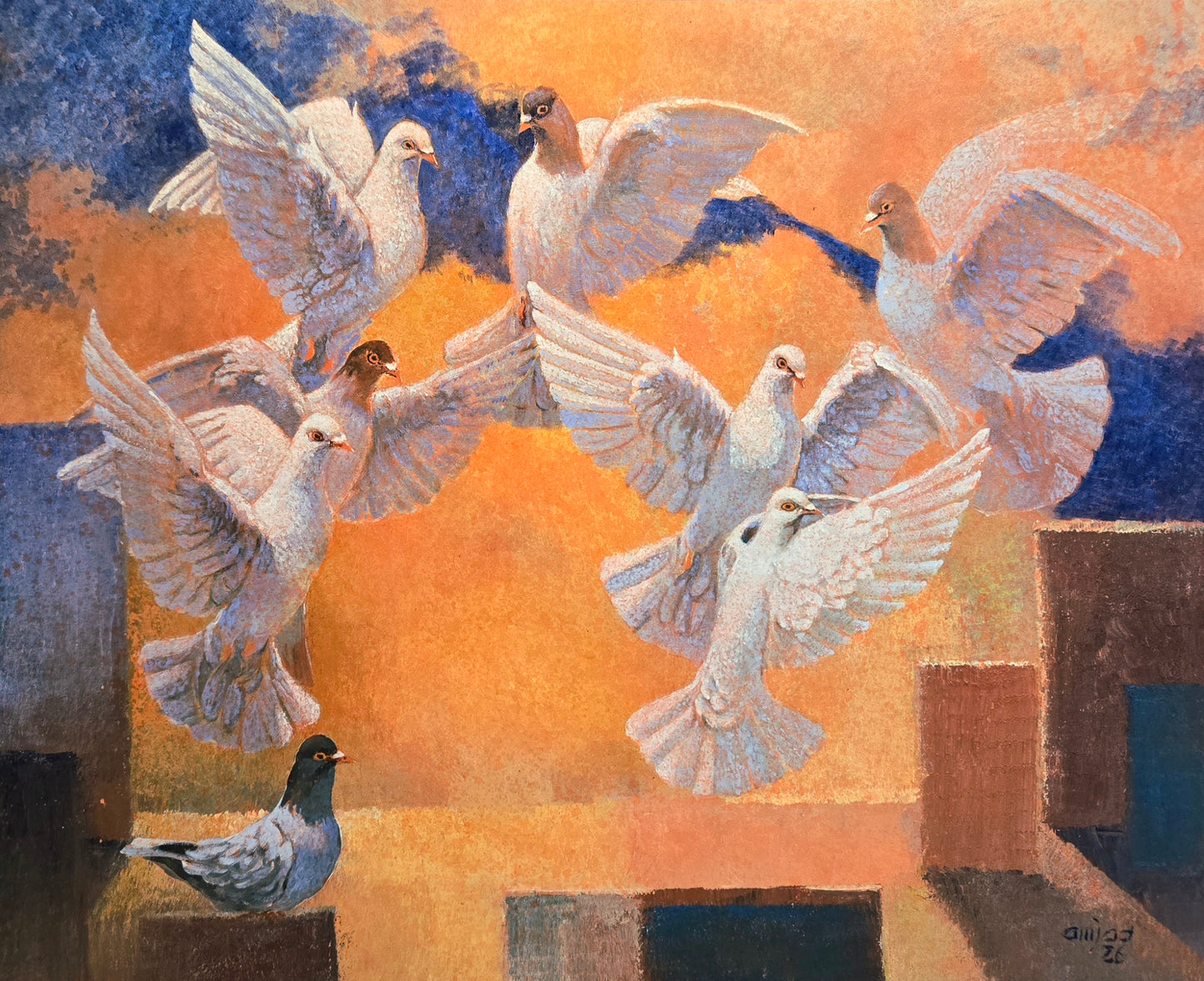 Untitled, Painting by Amjad Hussain, Acrylic on Canvas, 36 x 30 inches