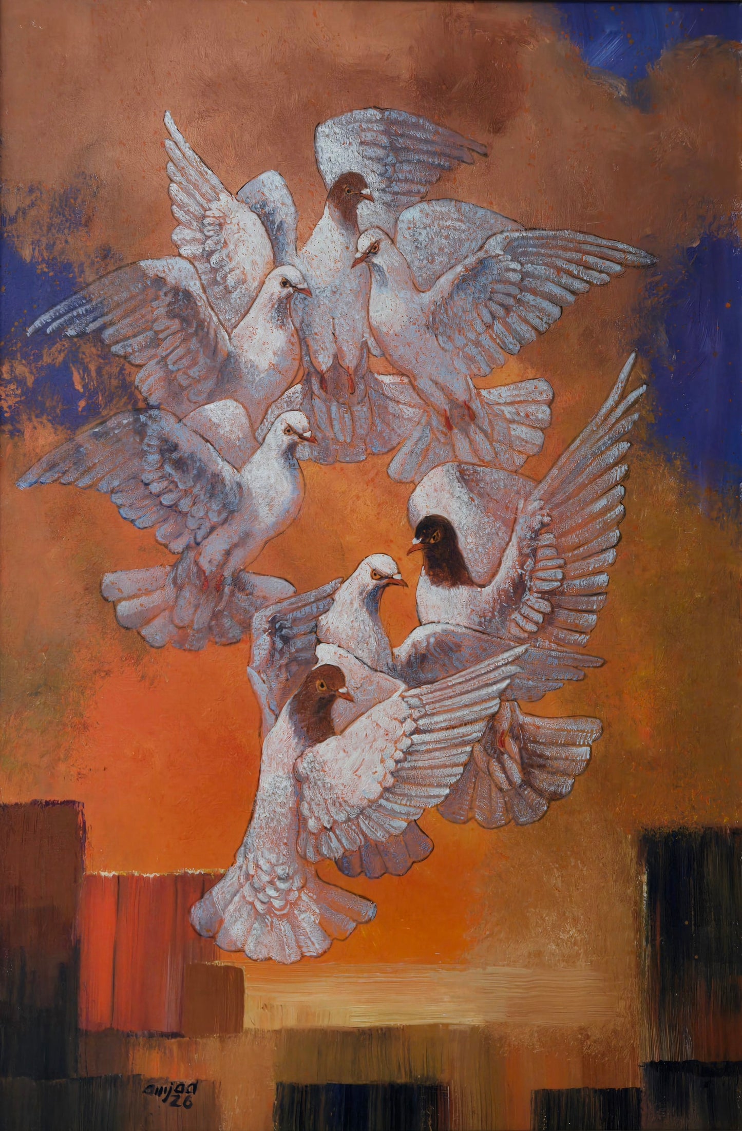 Untitled, Painting by Amjad Hussain, Acrylic on Canvas, 24 x 36 inches