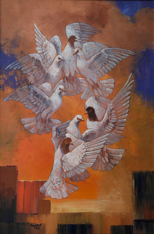 Untitled, Painting by Amjad Hussain, Acrylic on Canvas, 24 x 36 inches