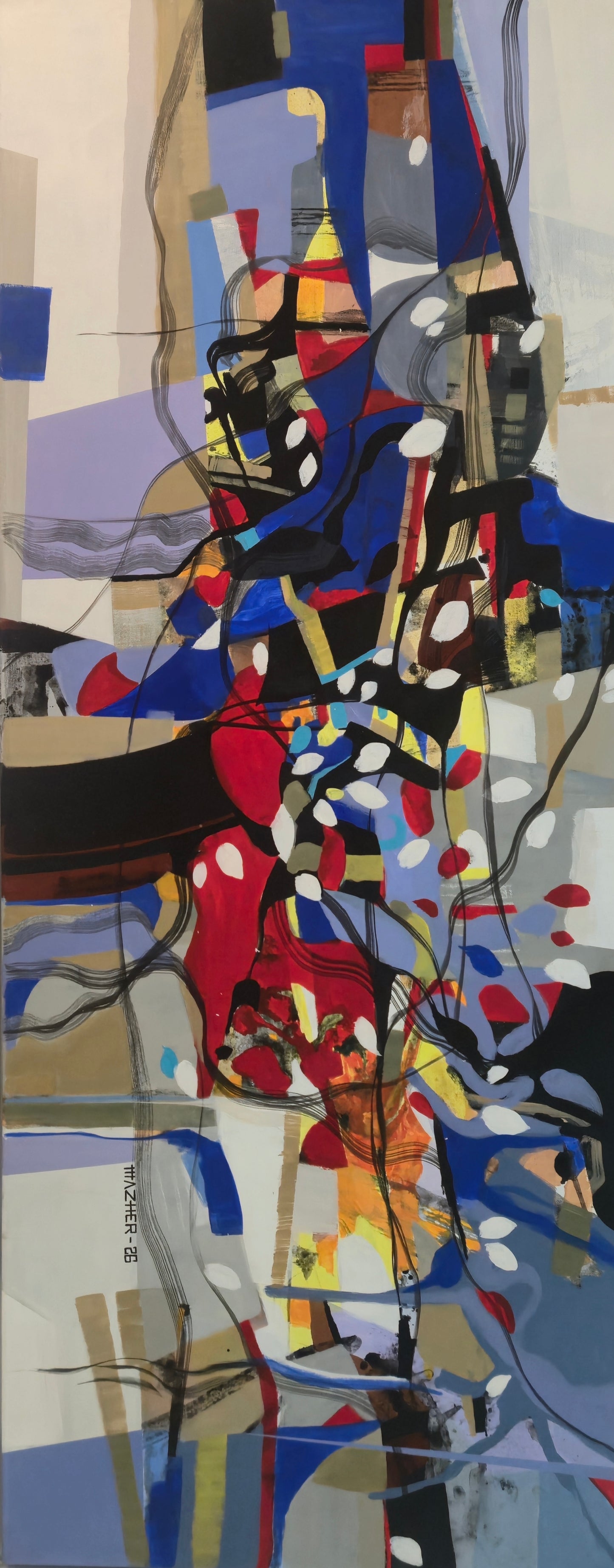 Bloom Beyond Form, Abstract Painting by Mazher Qureshi, Acrylic on Canvas, 60 x 24 inches